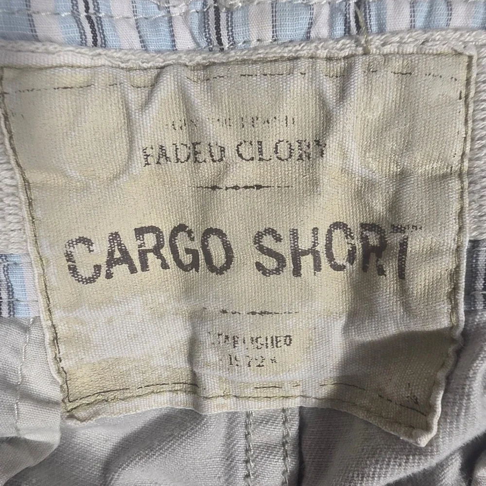 Faded Glory Cargo Shorts Mens 38 Sidewalk Gray Good Cotton FM19B303 Utility Work